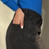 شلوارجین واید لگ بدون کش رنگ مشکی تینت قهوه ای سایز 38